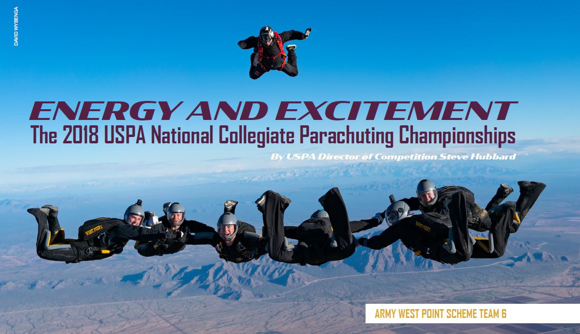 Energy and Excitement—The 2018 USPA National Collegiate Parachuting Championships